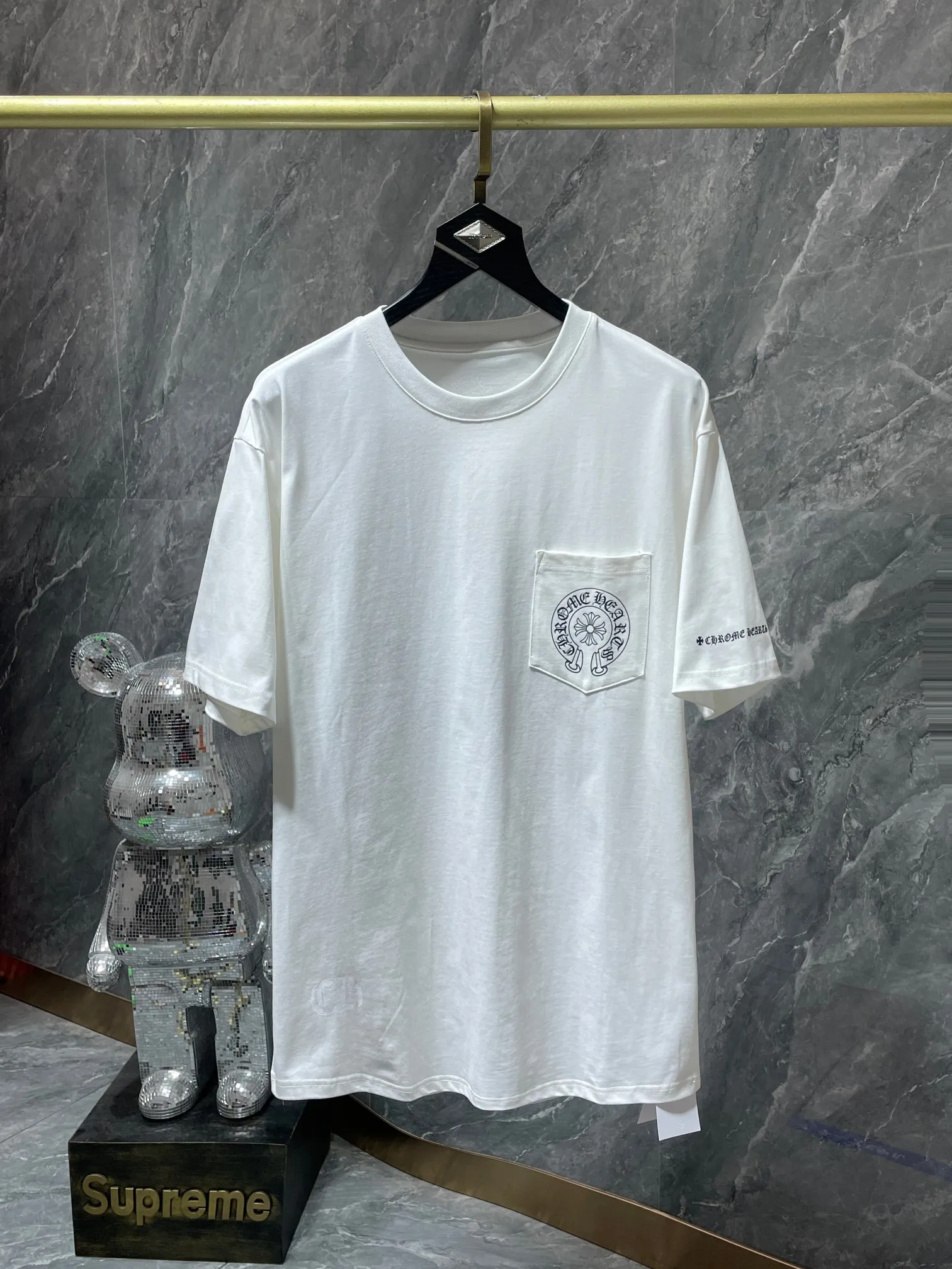 P140 New in summer Chrome Hearts 25ss 260g~270g High-weight, environmentally friendly and high-quality top-quality fabric Classic large horseshoe cross pattern Sanskrit short sleeves Imported glue printing and dyeing Counter synchronization 1:1 replica version Recommended color: black white Size: S, M, L, XL